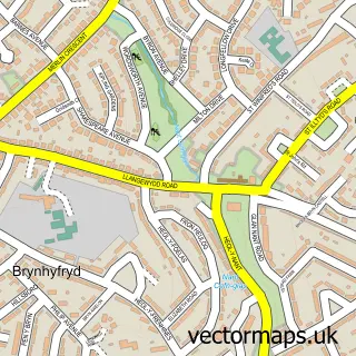 Street map sample of Cefn Glas, Mid Glamorgan