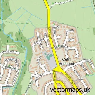 Street map sample of Cefn Hengoed, Gwent