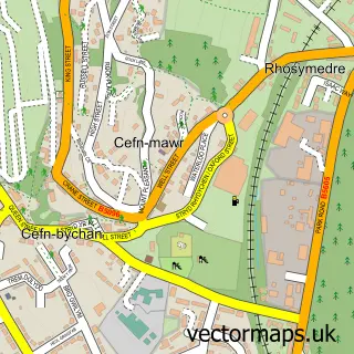 Street map sample of Cefn Mawr, Clwyd