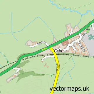 Street map sample of Cefn, Powys