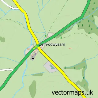 Street map sample of Cefn-ddwysarn, Gwynedd