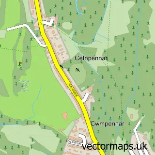 Street map sample of Cefnpennar, Mid Glamorgan
