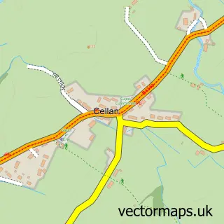 Street map sample of Cellan, Dyfed