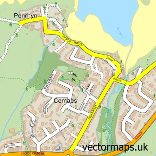 Street map sample of Cemaes, Gwynedd
