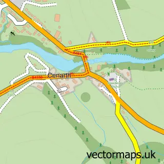Street map sample of Cenarth, Dyfed