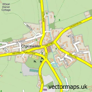 Street map sample of Chacewater, Cornwall