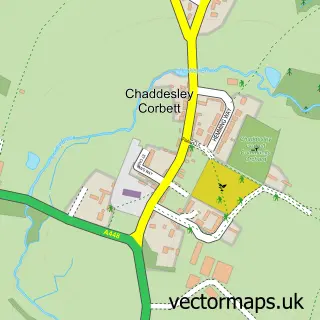 Street map sample of Chaddesley Corbett, Worcestershire