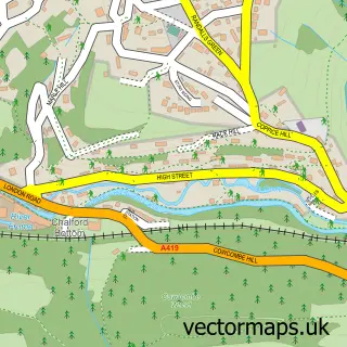 Street map sample of Chalford, Gloucestershire