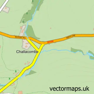 Street map sample of Challacombe, Devon