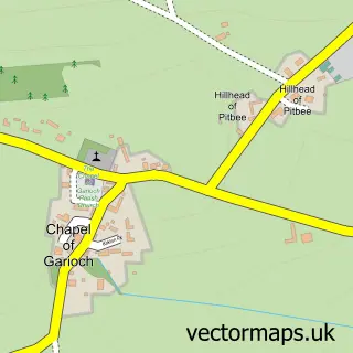 Street map sample of Chapel of Garioch, Aberdeenshire