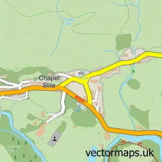 Street map sample of Chapel Stile, Cumbria