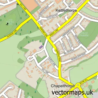 Street map sample of Chapelthorpe, West Yorkshire