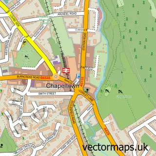 Street map sample of Chapeltown, South Yorkshire