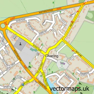 Street map sample of Charing, Kent