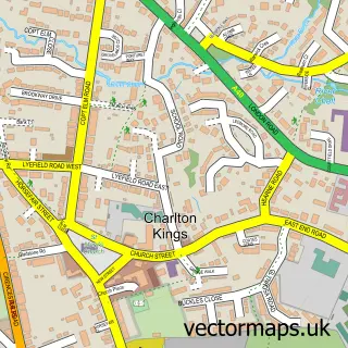 Street map sample of Charlton Kings, Gloucestershire
