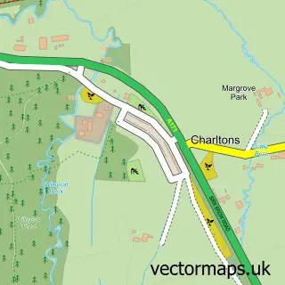Street map sample of Charltons, North Yorkshire