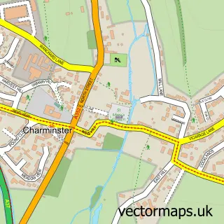 Street map sample of Charminster, Dorset