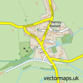 Street map sample of Charney Bassett, Oxfordshire