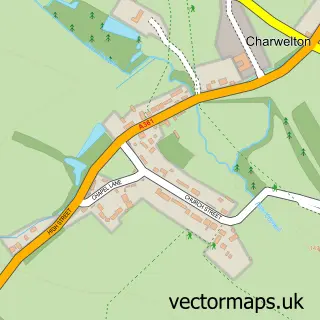 Street map sample of Charwelton, Northamptonshire