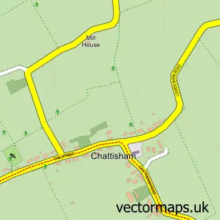 Street map sample of Chattisham, Suffolk