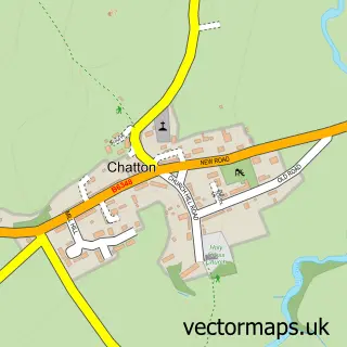 Street map sample of Chatton, Northumberland