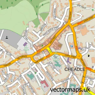 Street map sample of Cheadle, Staffordshire