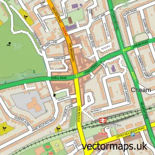 Street map sample of Cheam, Greater London