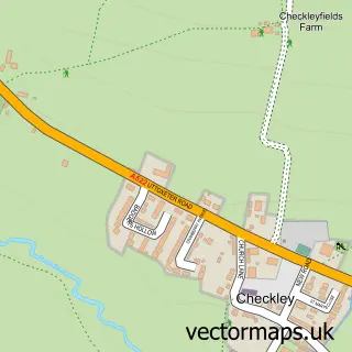 Street map sample of Checkley, Staffordshire