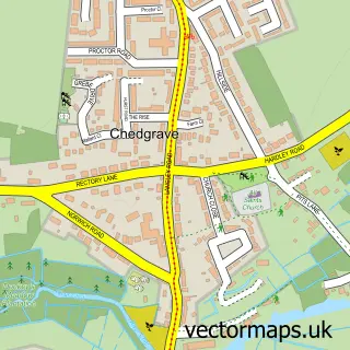 Street map sample of Chedgrave, Norfolk