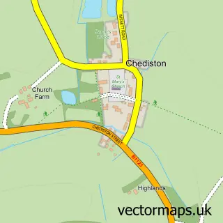 Street map sample of Chediston, Suffolk