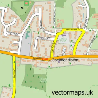 Street map sample of Chelmondiston, Suffolk