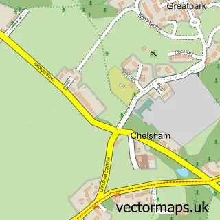 Street map sample of Chelsham, Surrey