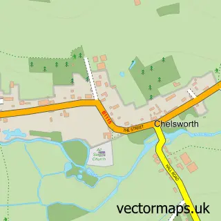 Street map sample of Chelsworth, Suffolk