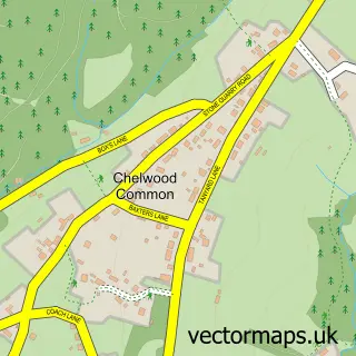 Street map sample of Chelwood Common, East Sussex