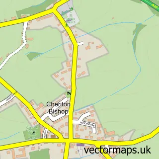 Street map sample of Cheriton Bishop, Devon