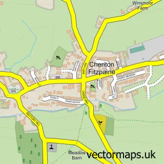 Street map sample of Cheriton Fitzpaine, Devon