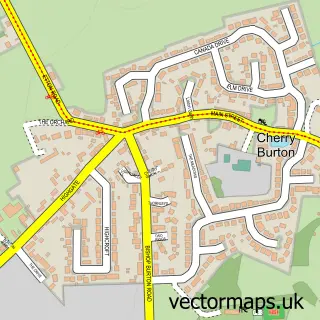 Street map sample of Cherry Burton, East Riding of Yorkshire