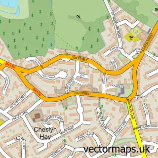 Street map sample of Cheslyn Hay, Staffordshire