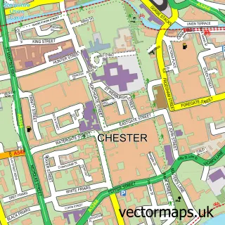 Street map sample of Chester, Cheshire