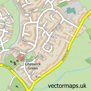 Street map sample of Cheswick Green, West Midlands