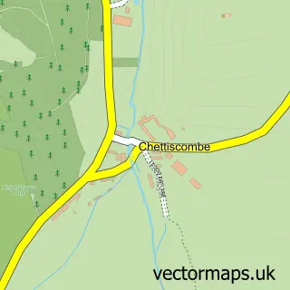 Street map sample of Chettiscombe, Devon