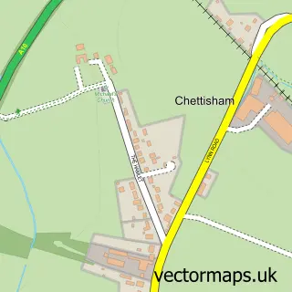 Street map sample of Chettisham, Cambridgeshire