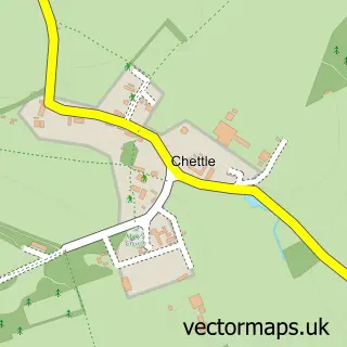 Street map sample of Chettle, Dorset