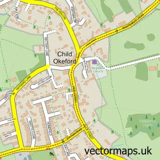 Street map sample of Child Okeford, Dorset
