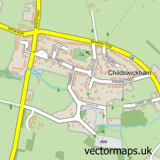 Street map sample of Childswickham, Worcestershire
