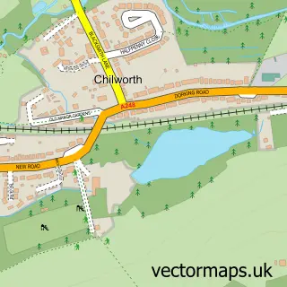 Street map sample of Chilworth, Surrey