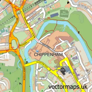 Street map sample of Chippenham, Wiltshire