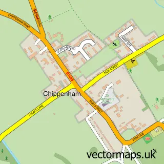 Street map sample of Chippenham, Cambridgeshire