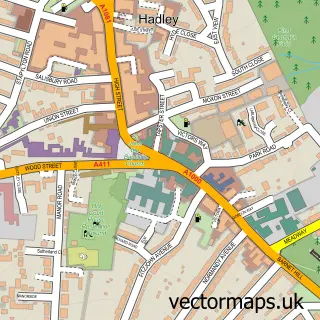 Street map sample of Chipping Barnet, Greater London