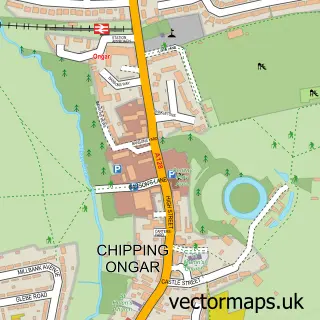 Street map sample of Chipping Ongar, Essex